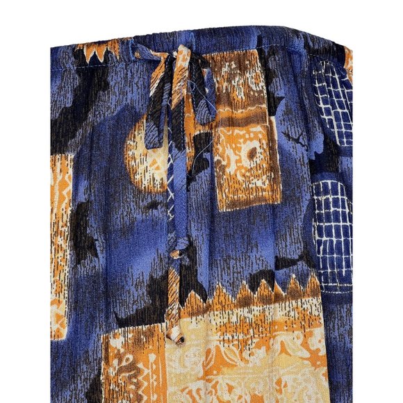 NOTATIONS CLOTHING CO. Women's Skirt Size Large Blue and Orange Geo Print Elasti - Picture 7 of 11